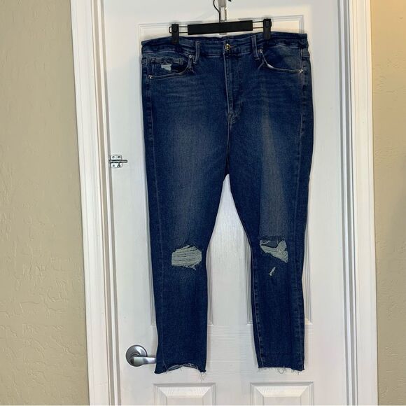 Good American Good Waist Crop Raw Edge Skinny Jeans Size 20 - Picture 9 of 10